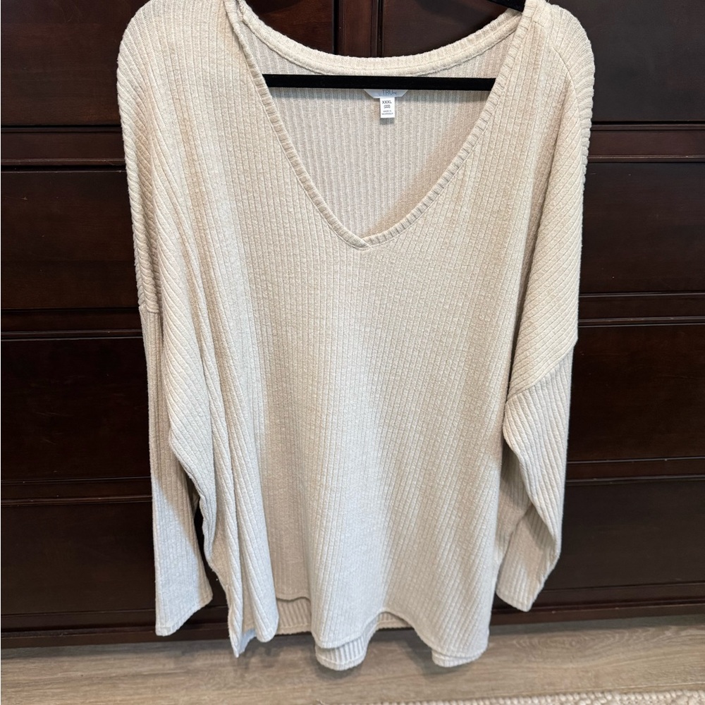 Time and Tru Beige Ribbed Sweater